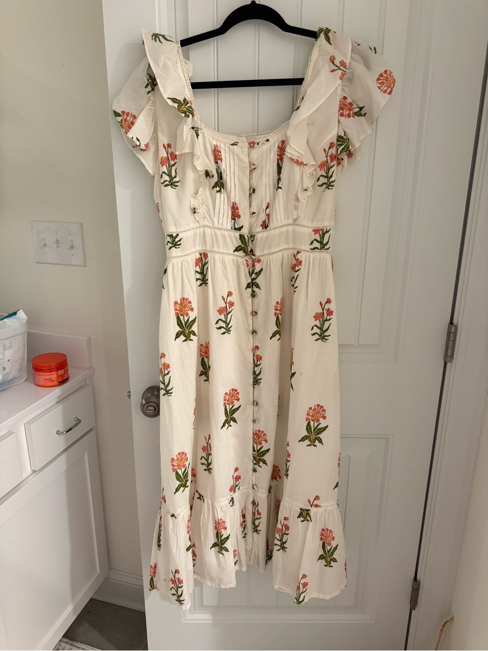 Pink City Prints Floral Ruffle Midi Dress